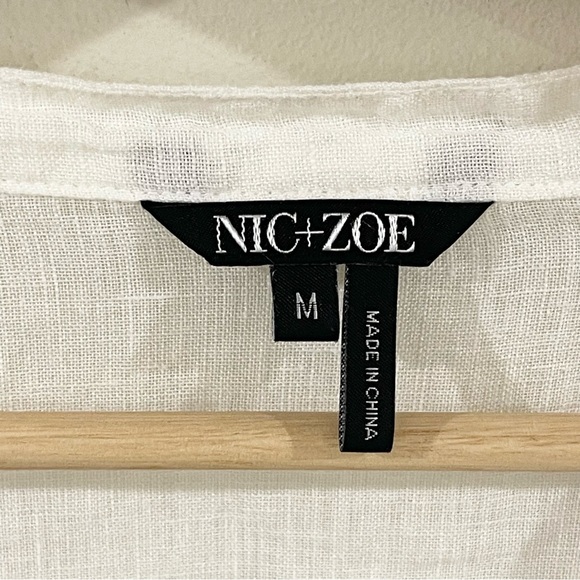 Nic+Zoe White Linen Women's Top Laced Up Sleeveless size M - Picture 3 of 7